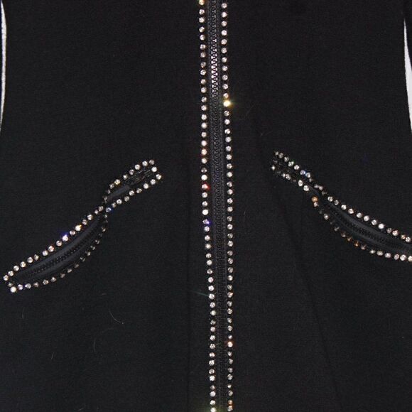 Lillie Rubin Black Wool Zipped Front High Neck Bodycon Dress Women's Size P - Picture 6 of 9